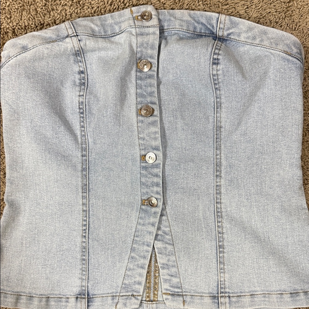 H&M Divided Light Blue Denim Bandeau Top SKU1279 - Picture 3 of 11